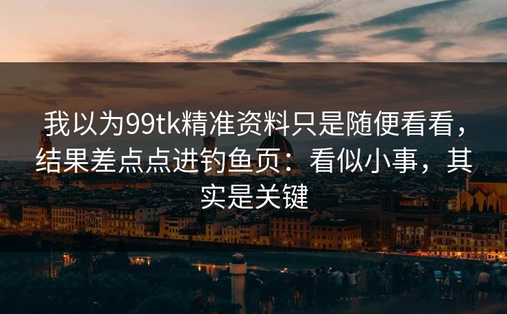 我以为99tk精准资料只是随便看看,结果差点点进钓鱼页:看似小事,其实是关键 我以为99tk精准资料只是随便看看,结果差点点进钓鱼页:看似小事,其实是关键