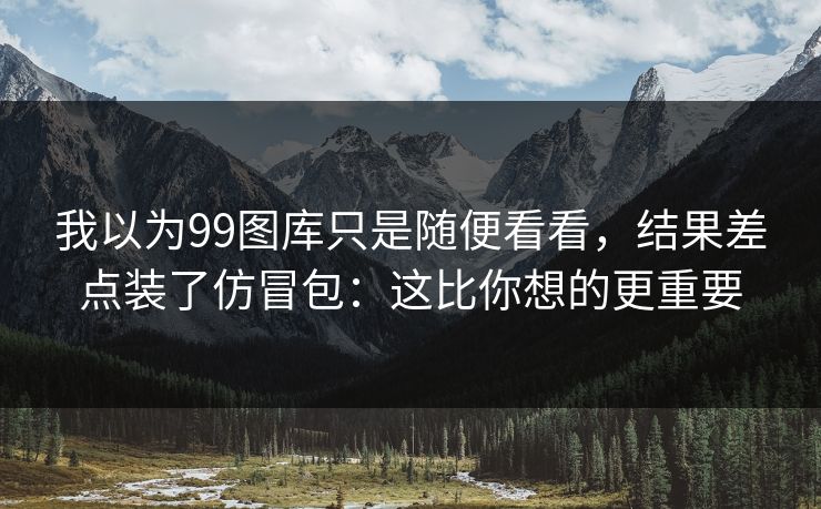 我以为99图库只是随便看看,结果差点装了仿冒包:这比你想的更重要 我以为99图库只是随便看看,结果差点装了仿冒包:这比你想的更重要